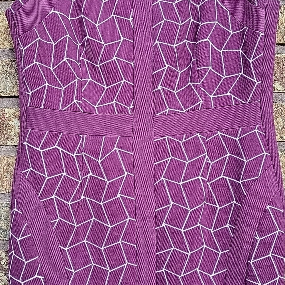 JM Collection Women's Purple Geometric Knee-Length Sheath Dress Size 8 - Picture 4 of 12
